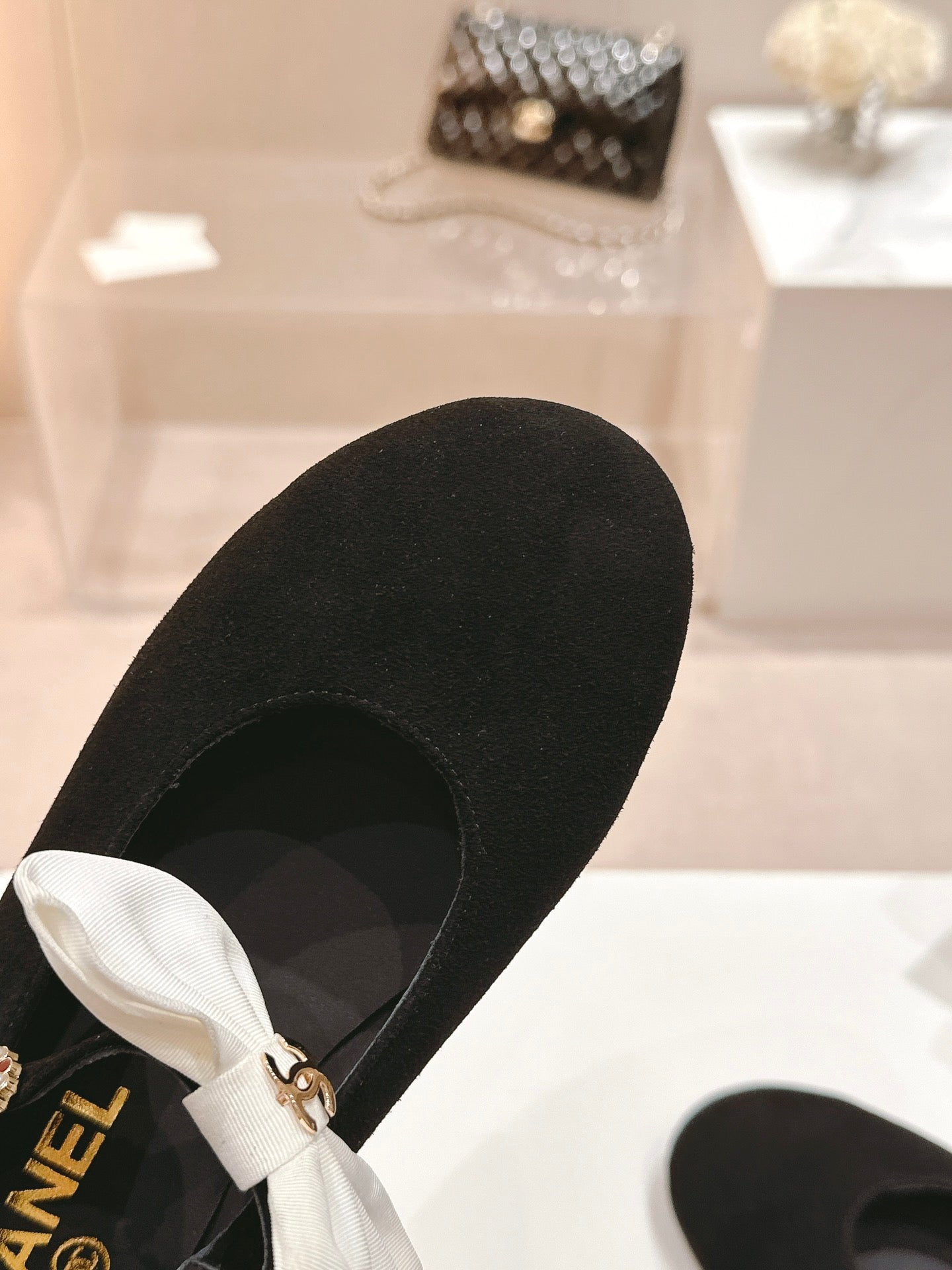 CHANEL MARY JANE SHOES BLACK CALFSKIN