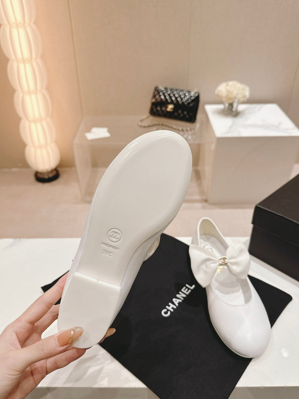 CHANEL MARY JANE SHOES WHITE CALFSKIN