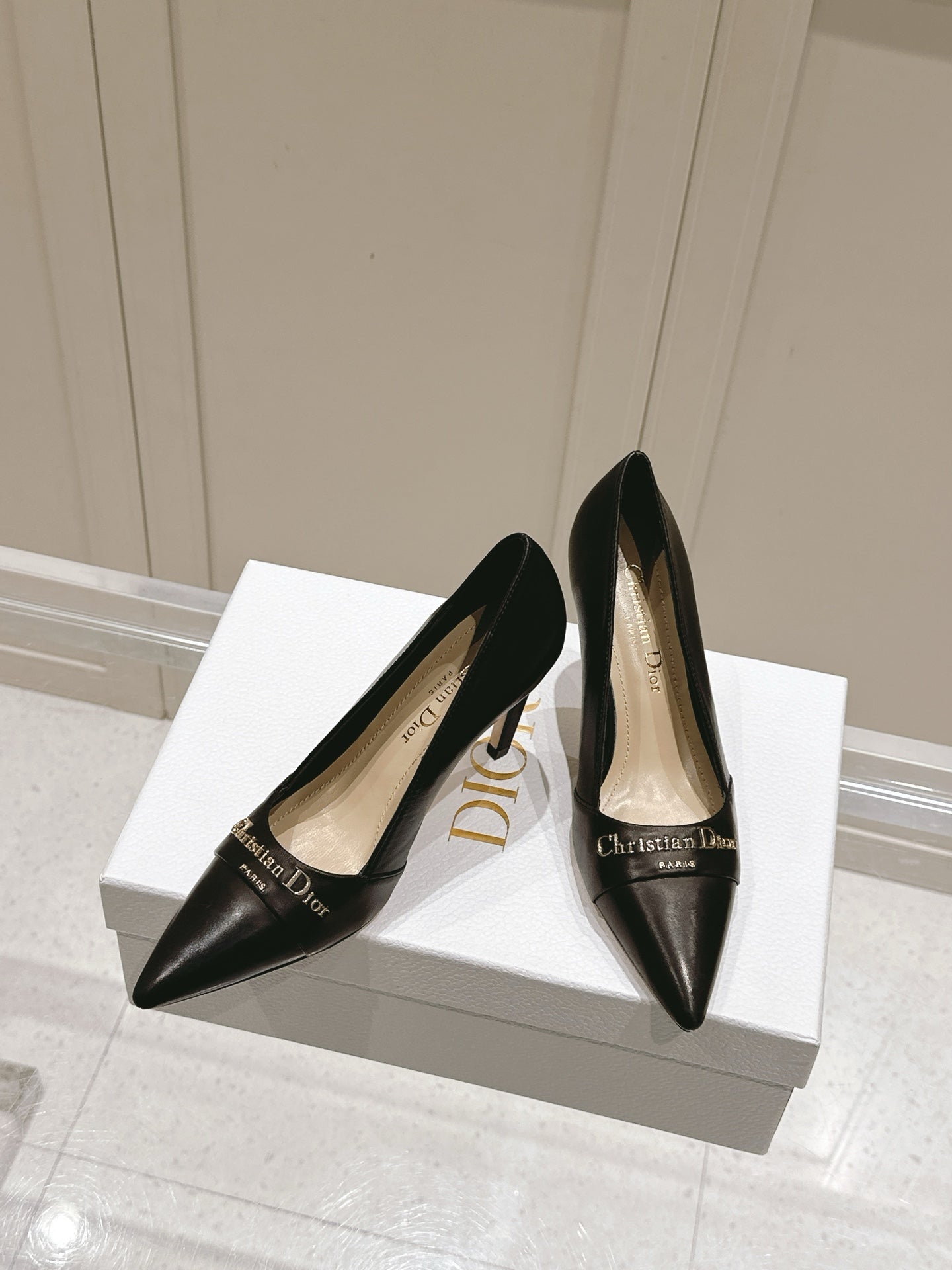 DIOR MY DD 25S POINTED TOE PUMP 50MM IN BLACK CALFSKIN