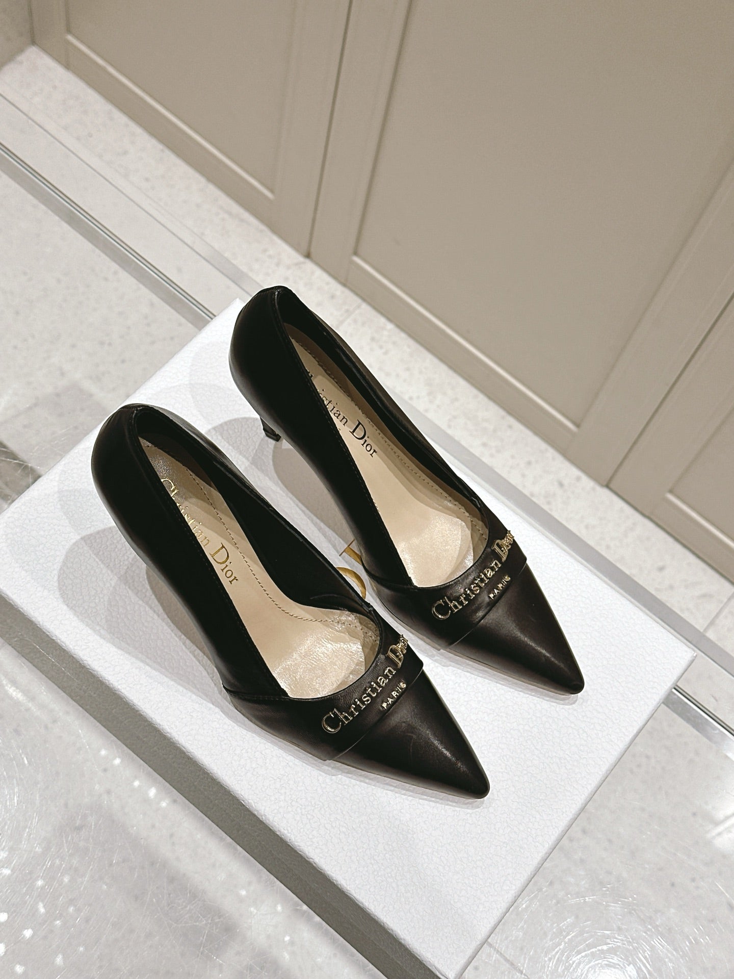 DIOR MY DD 25S POINTED TOE PUMP 50MM IN BLACK CALFSKIN