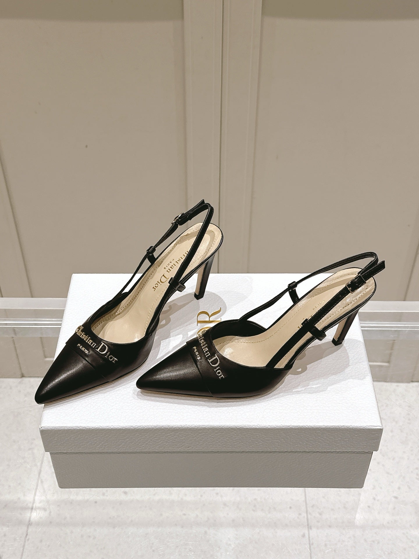 DIOR MY DD 25S SLINGBACK PUMP 50MM IN BLACK CALFSKIN