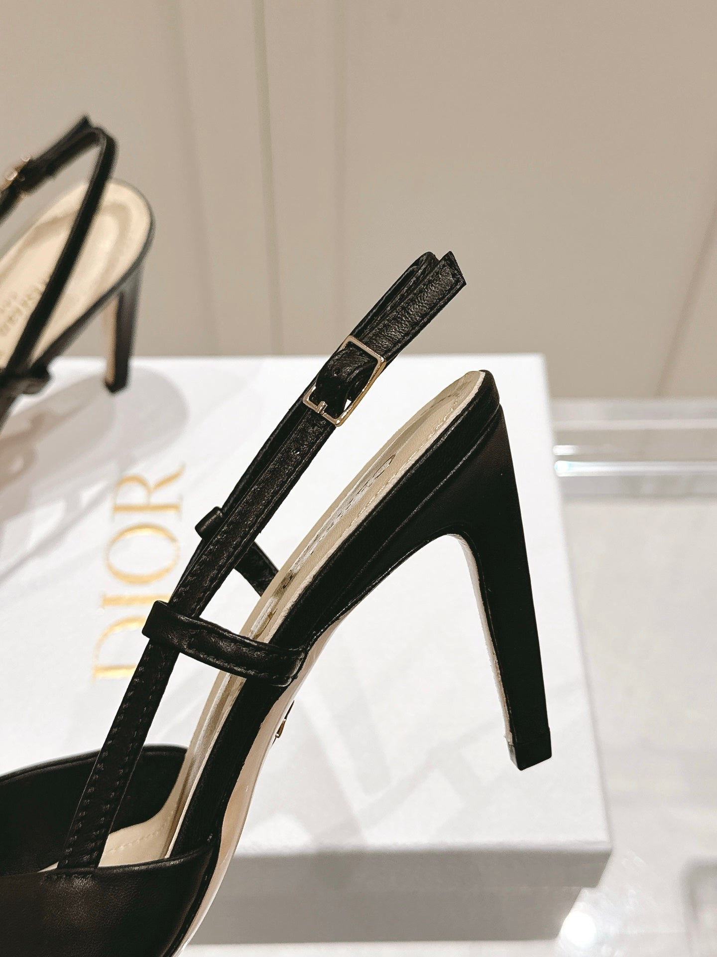 DIOR MY DD 25S SLINGBACK PUMP 50MM IN BLACK CALFSKIN