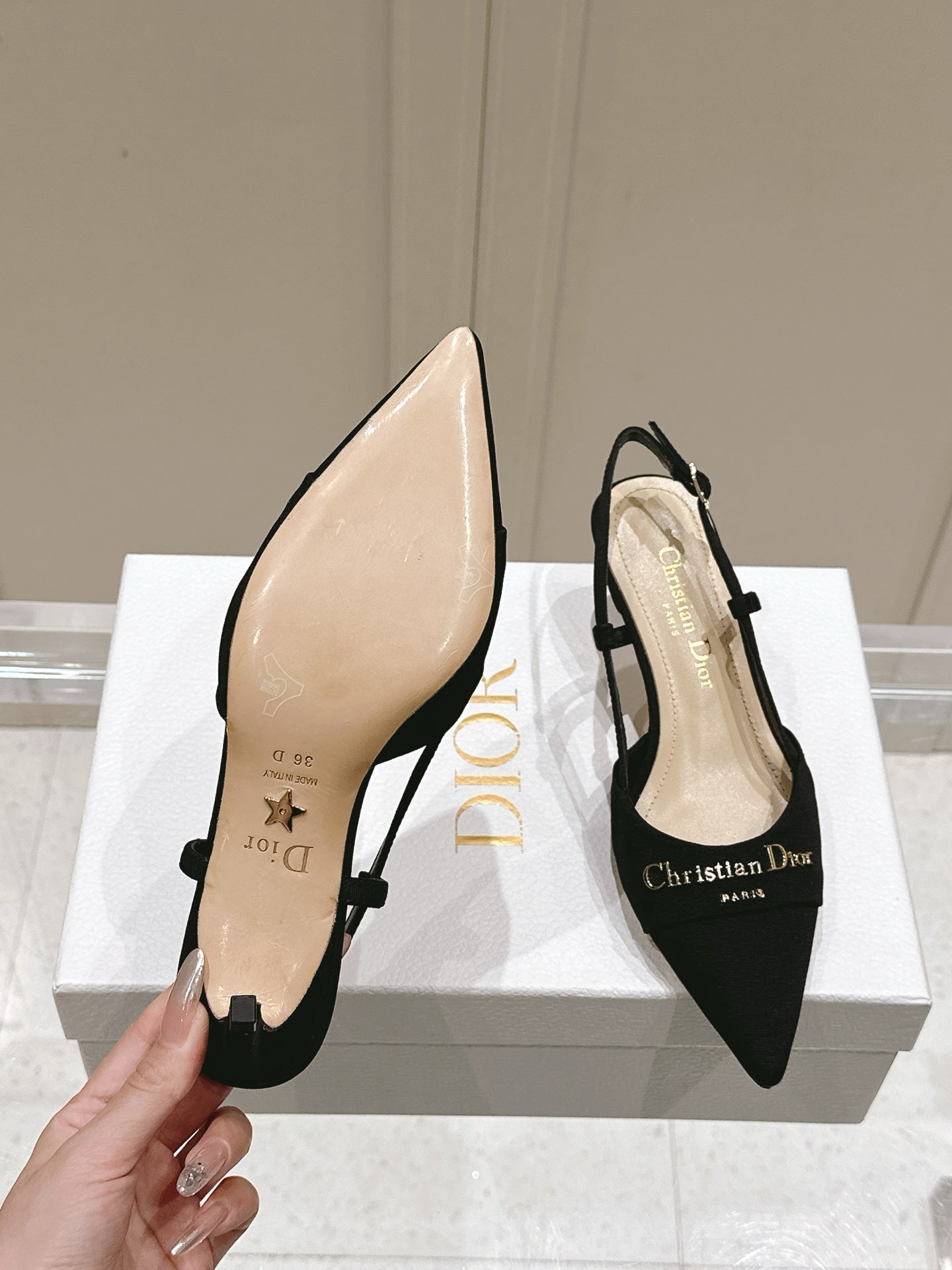 DIOR MY DD 25S SLINGBACK PUMP 50MM IN BLACK FABRIC