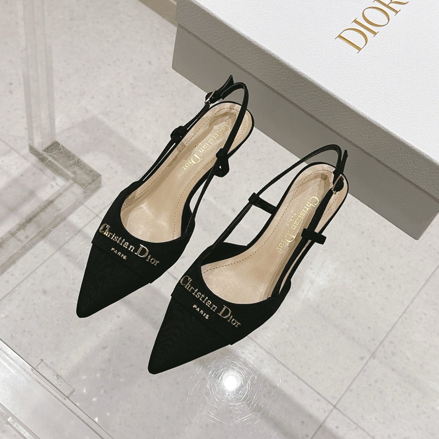 DIOR MY DD 25S SLINGBACK PUMP 50MM IN BLACK FABRIC