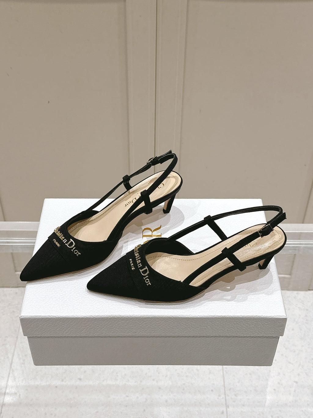 DIOR MY DD 25S SLINGBACK PUMP 50MM IN BLACK FABRIC