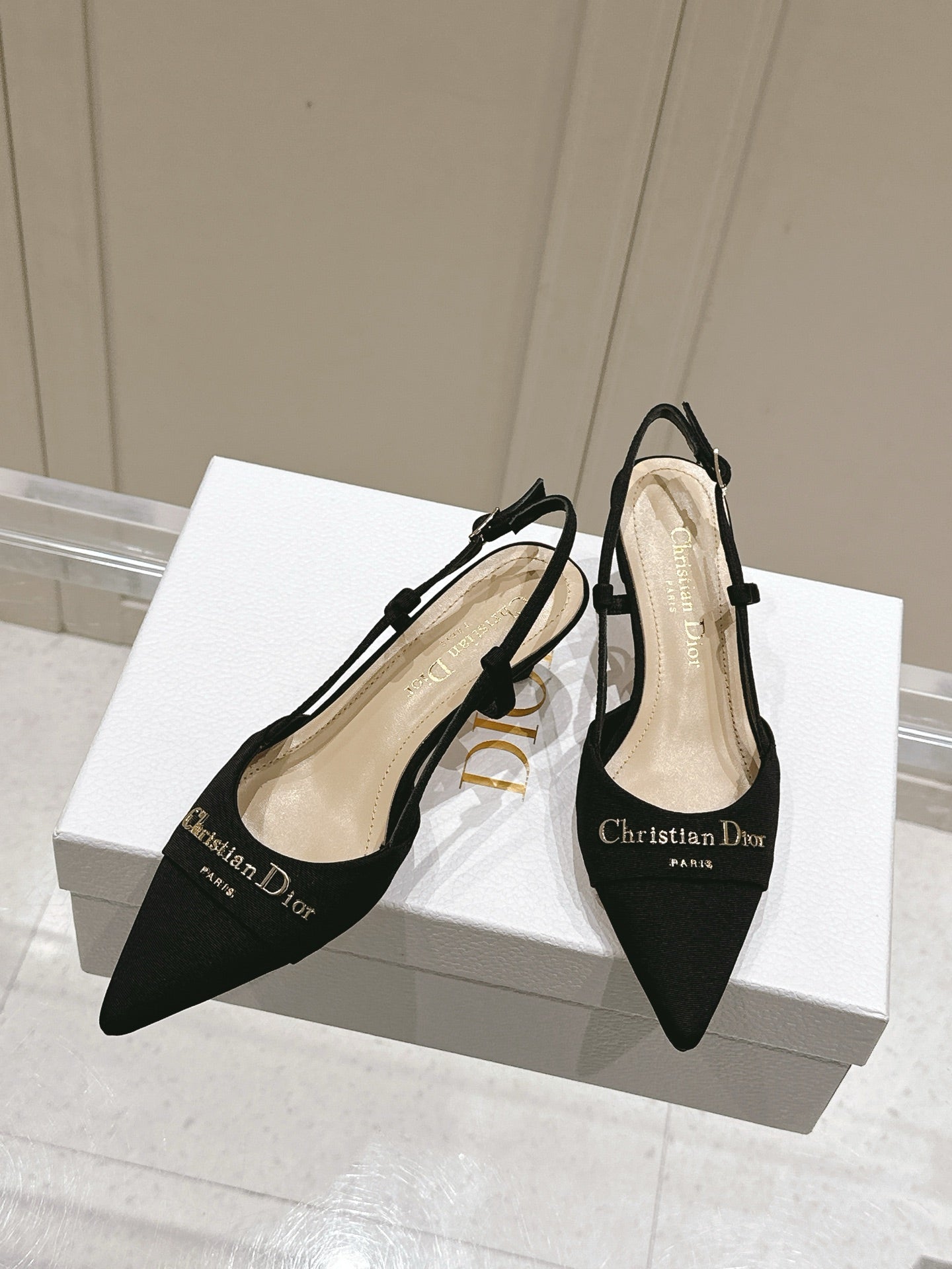 DIOR MY DD 25S SLINGBACK PUMP 50MM IN BLACK FABRIC