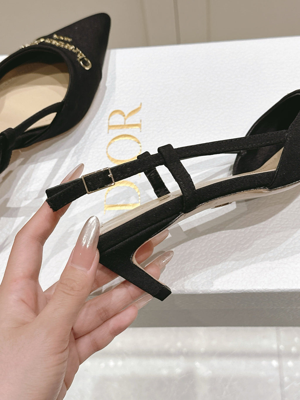 DIOR MY DD 25S SLINGBACK PUMP 50MM IN BLACK FABRIC