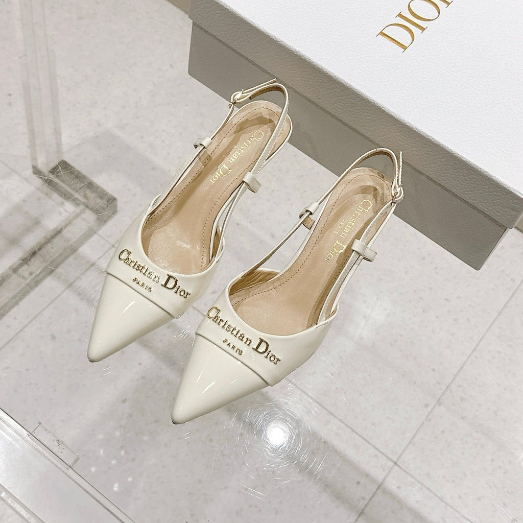 DIOR MY DD 25S SLINGBACK PUMP 50MM IN WHITE GLOSSY CALFSKIN