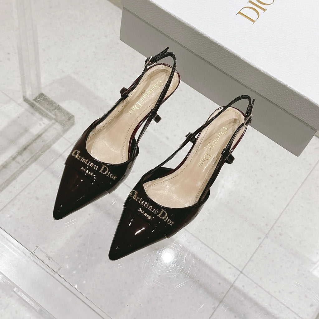 DIOR MY DD 25S SLINGBACK PUMP 50MM IN BURGUNDY RED GLOSSY CALFSKIN