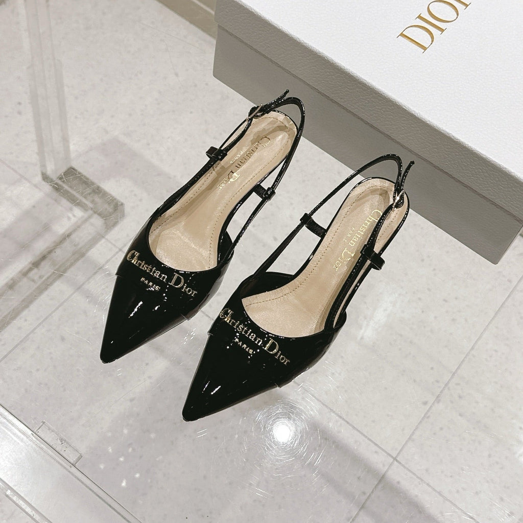 DIOR MY DD 25S SLINGBACK PUMP 50MM IN BLACK GLOSSY CALFSKIN