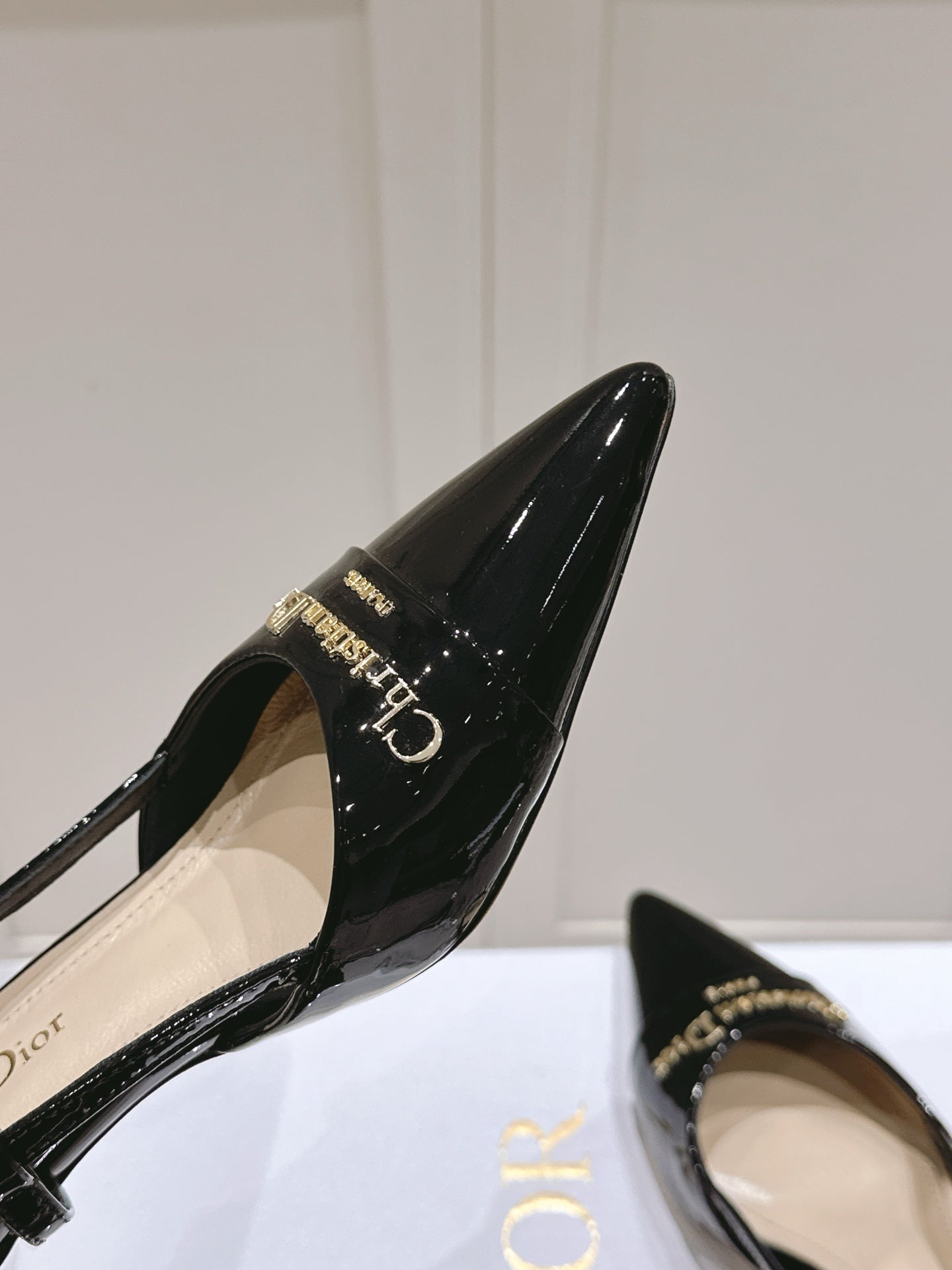 DIOR MY DD 25S SLINGBACK PUMP 50MM IN BLACK GLOSSY CALFSKIN
