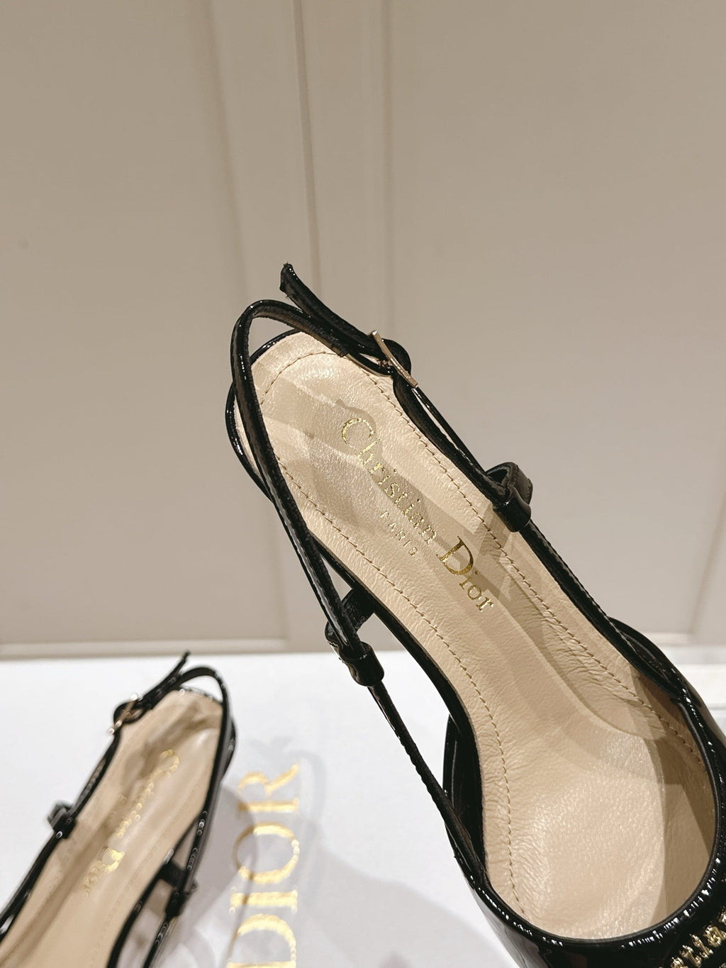 DIOR MY DD 25S SLINGBACK PUMP 50MM IN BLACK GLOSSY CALFSKIN