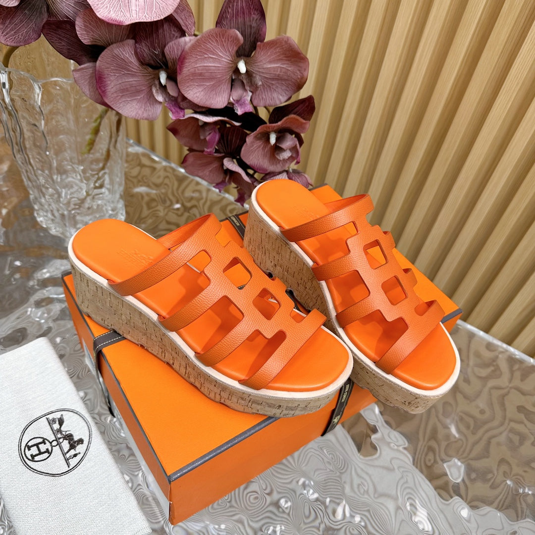 HERMES ISABELLA SANDAL ORANGE CALFSKIN
