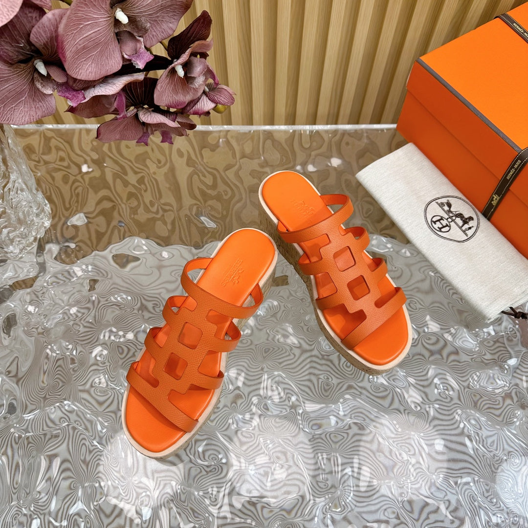 HERMES ISABELLA SANDAL ORANGE CALFSKIN