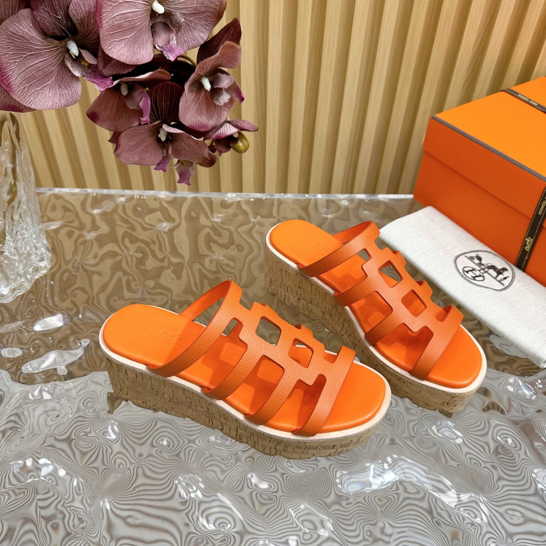 HERMES ISABELLA SANDAL ORANGE CALFSKIN