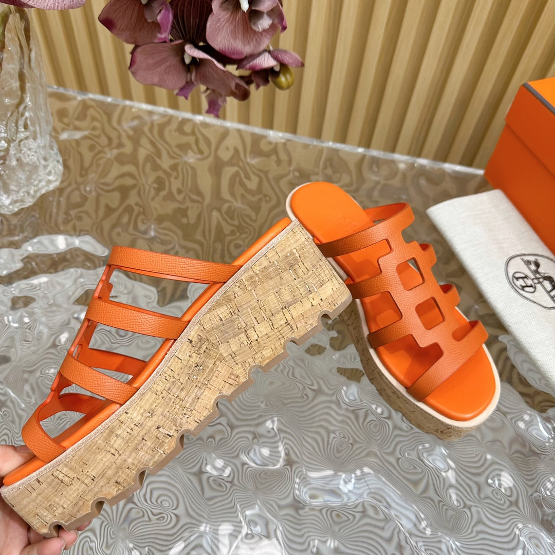HERMES ISABELLA SANDAL ORANGE CALFSKIN