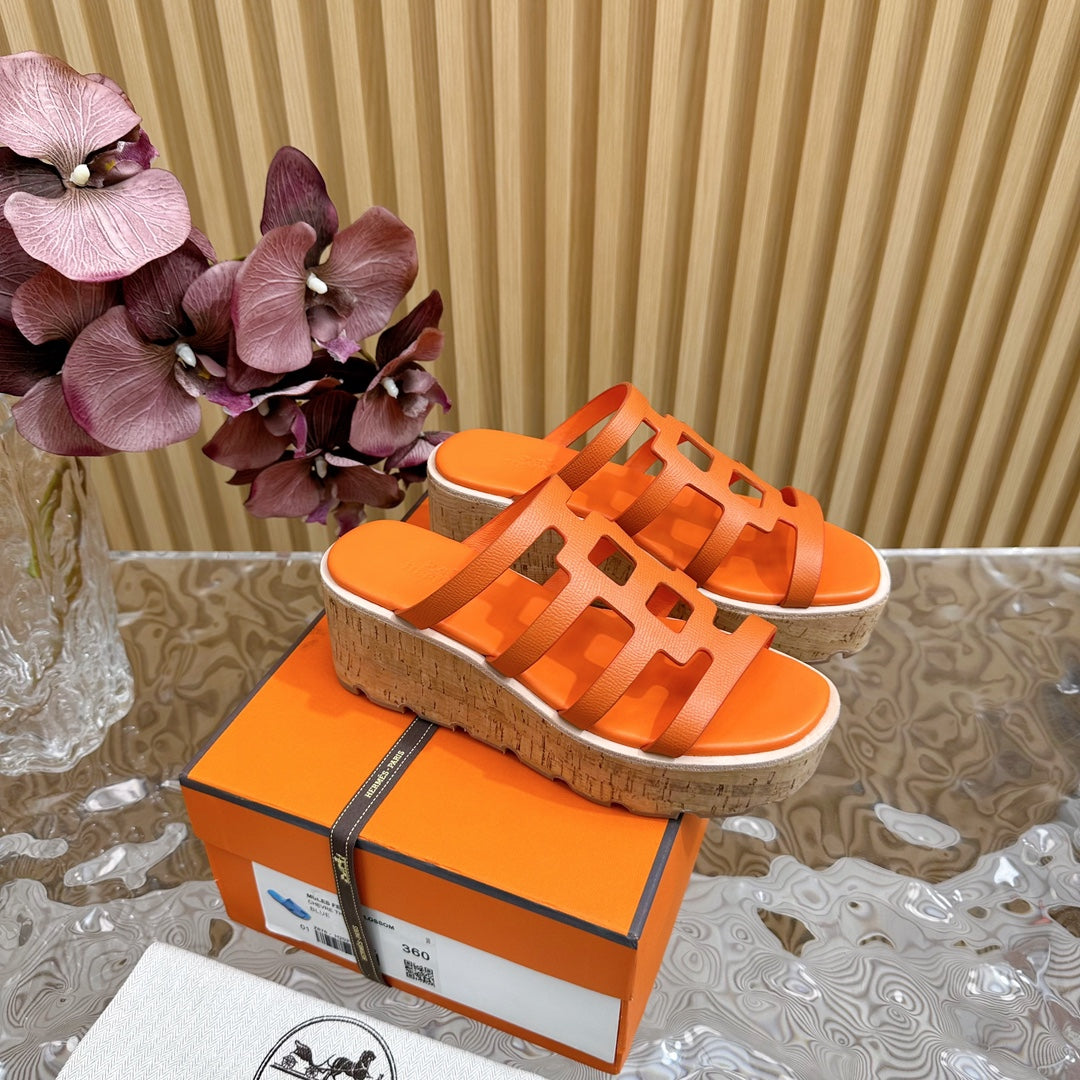 HERMES ISABELLA SANDAL ORANGE CALFSKIN