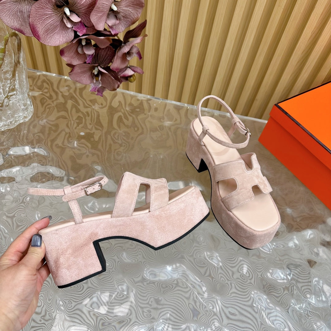 HERMES JAM 30 SANDAL IN BABY PINK VELVET