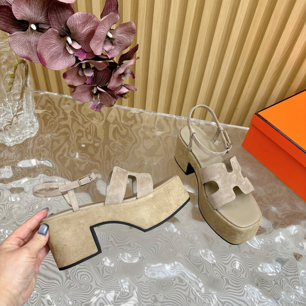 HERMES JAM 30 SANDAL IN TORTILLA BROWN VELVET