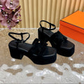 HERMES JAM 30 SANDAL IN BLACK VELVET