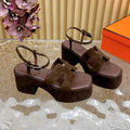 HERMES JAM 30 SANDAL IN CHOCOLATE BROWN VELVET