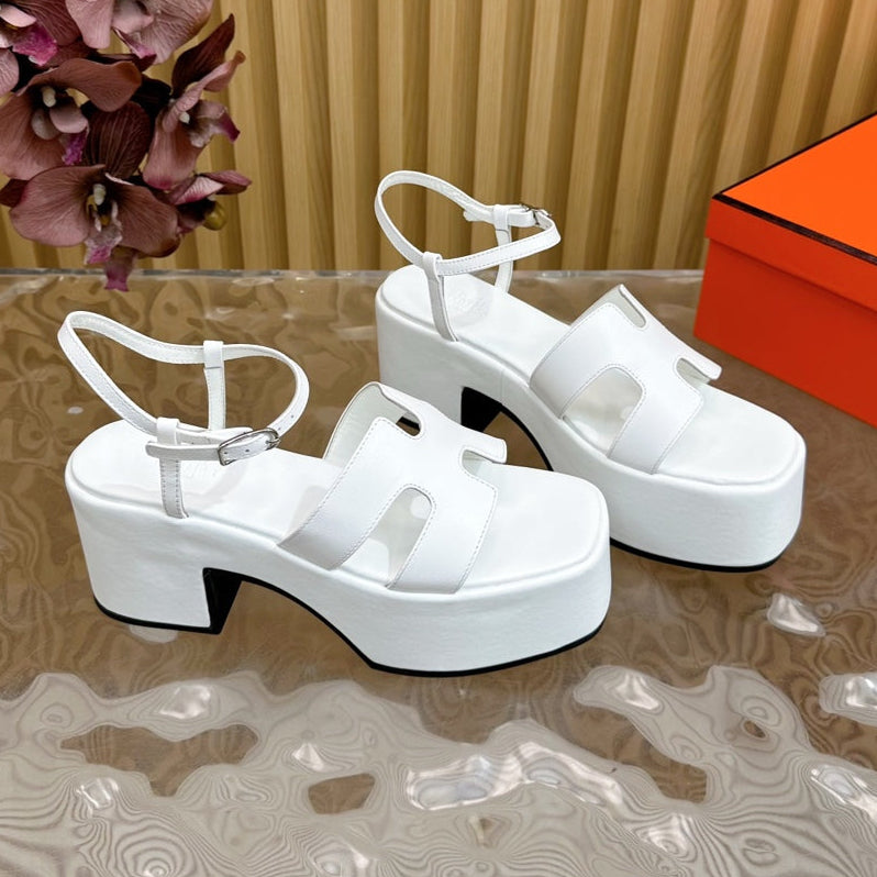 HERMES JAM 30 SANDAL IN WHITE CALFSKIN