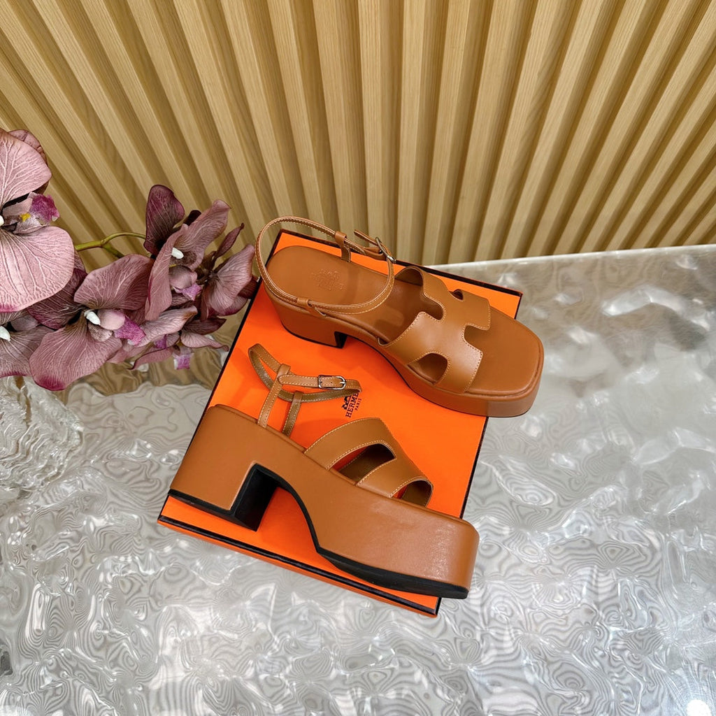 HERMES JAM 30 SANDAL IN BRONZE BROWN CALFSKIN
