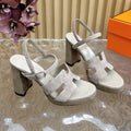 HERMES JAZZ 90 SANDAL IN PASTEL GRAY SUEDE