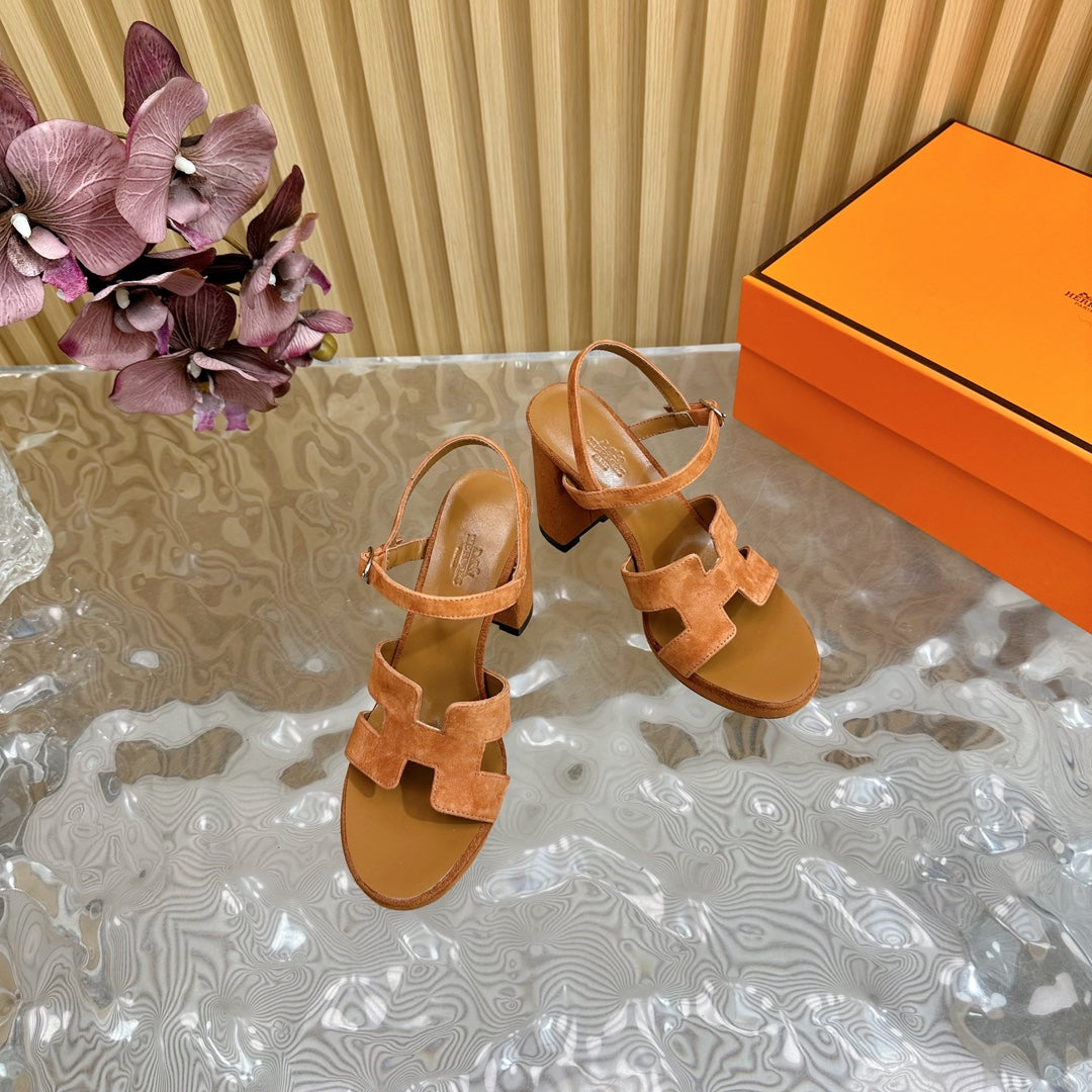 HERMES JAZZ 90 SANDAL IN BRONZE BROWN SUEDE
