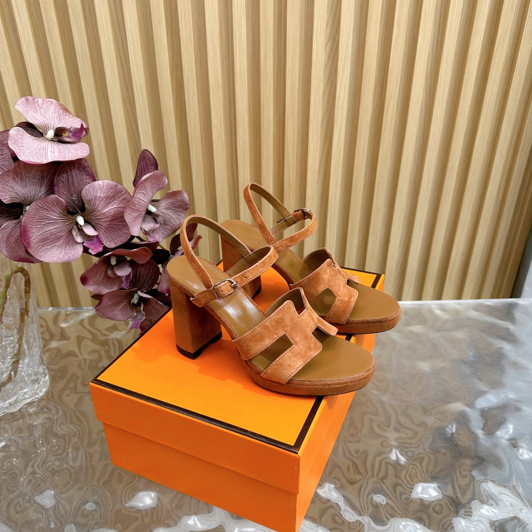 HERMES JAZZ 90 SANDAL IN BRONZE BROWN SUEDE