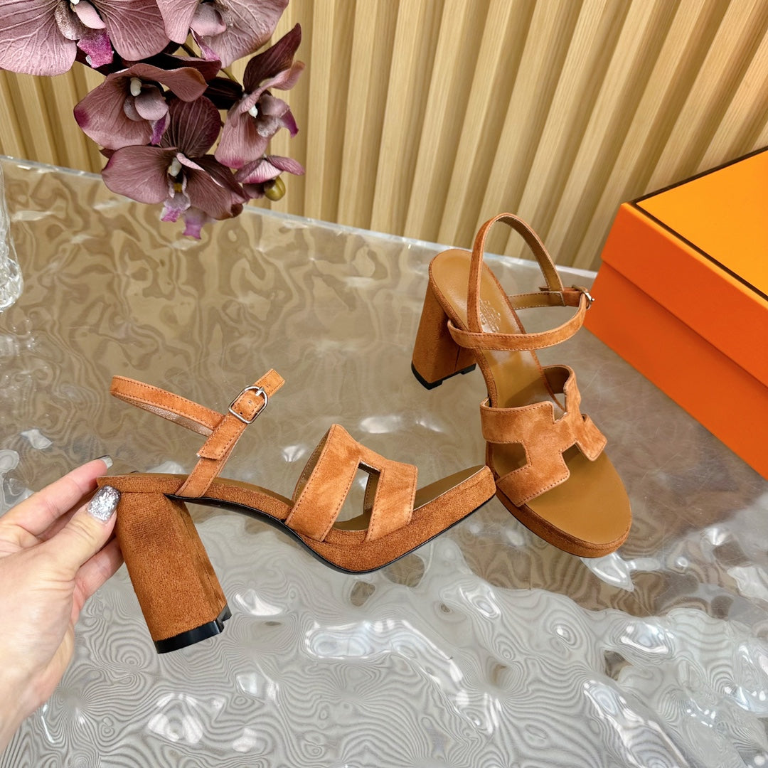 HERMES JAZZ 90 SANDAL IN BRONZE BROWN SUEDE