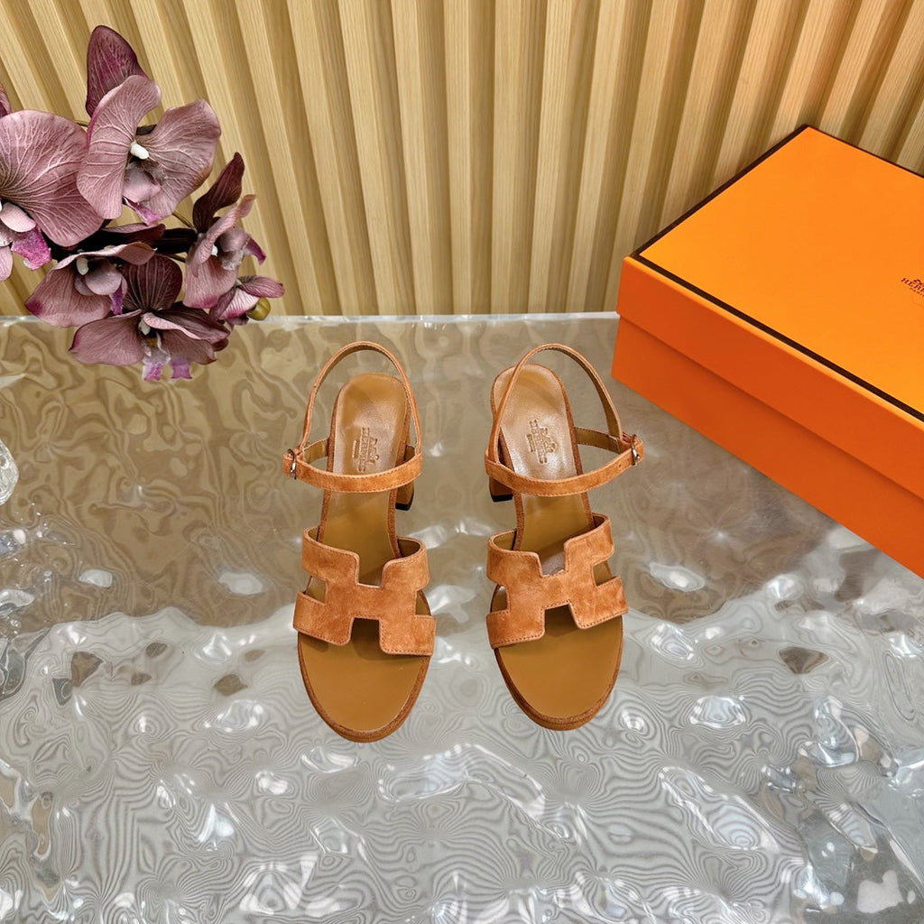 HERMES JAZZ 90 SANDAL IN BRONZE BROWN SUEDE