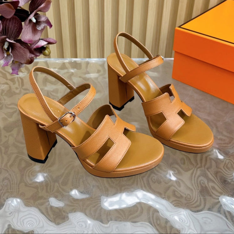 HERMES JAZZ 90 SANDAL IN BRONZE BROWN CALFSKIN