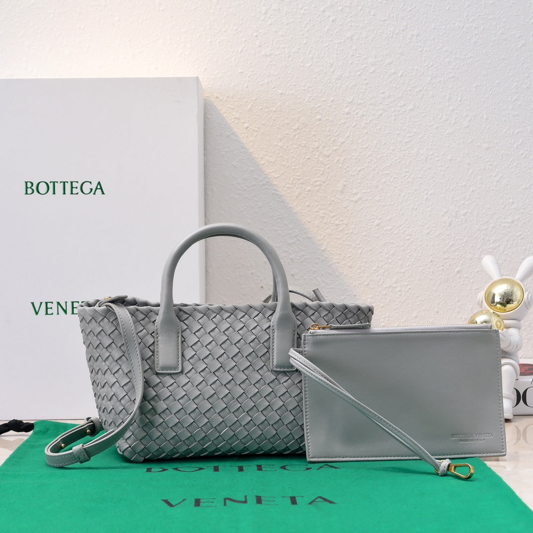 BOTTEGA VENETA Mini Cabat 20cm Grey Lambskin Ghw