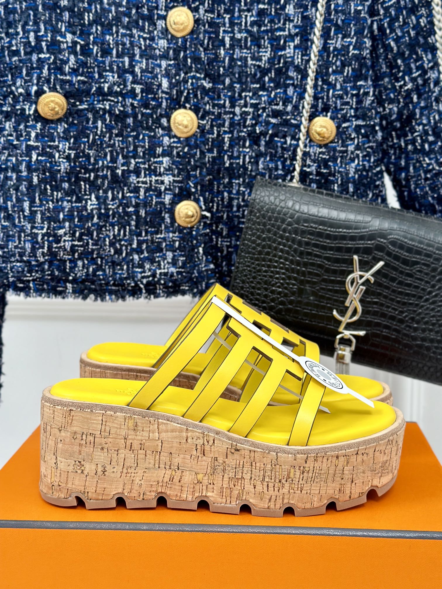 HERMES ISABELLA SANDAL LEMON CALFSKIN