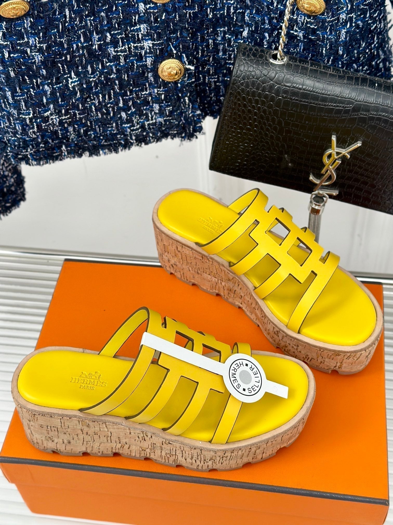 HERMES ISABELLA SANDAL LEMON CALFSKIN