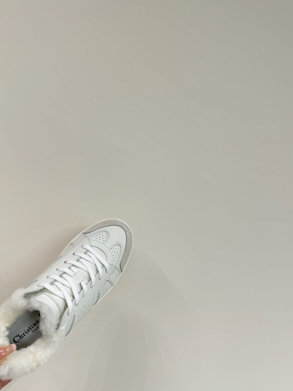 DIOR STAR SNEAKER WHITE CALFSKIN AND SUEDE CALFSKIN WITH SHEARLING LINING