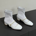 DIOR BELLE-D HEELED ANKLE BOOT WHITE PATENT CALFSKIN