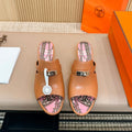 HERMES HEDEN MULE 80 TAWNY CALFSKIN WITH PATTERN