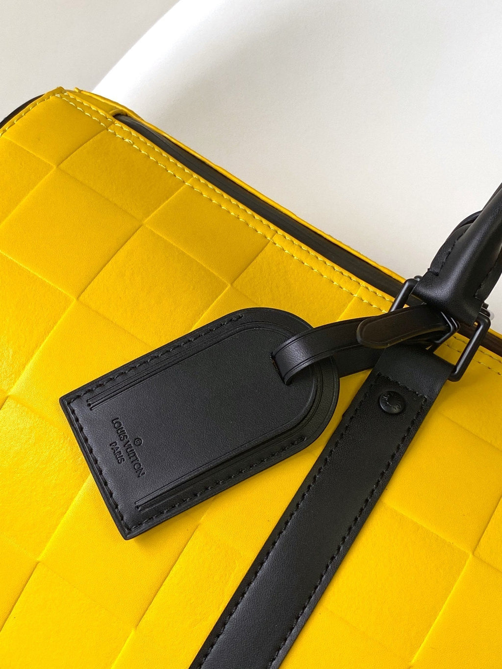 LOUIS VUITTON KEEPALL BANDOULIÈRE 50 IN YELLOW DAMIER SCUBA CALFSKIN
