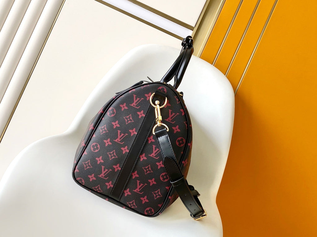 LOUIS VUITTON KEEPALL BANDOULIÈRE 45 IN BLACK MONOGRAM TOMETTE CANVAS