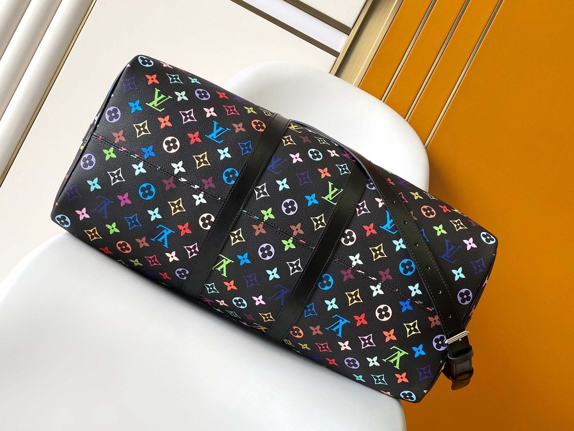 LOUIS VUITTON KEEPALL BANDOULIÈRE 50 BAG IN MULTICOLORED MONOGRAM COATED CANVAS