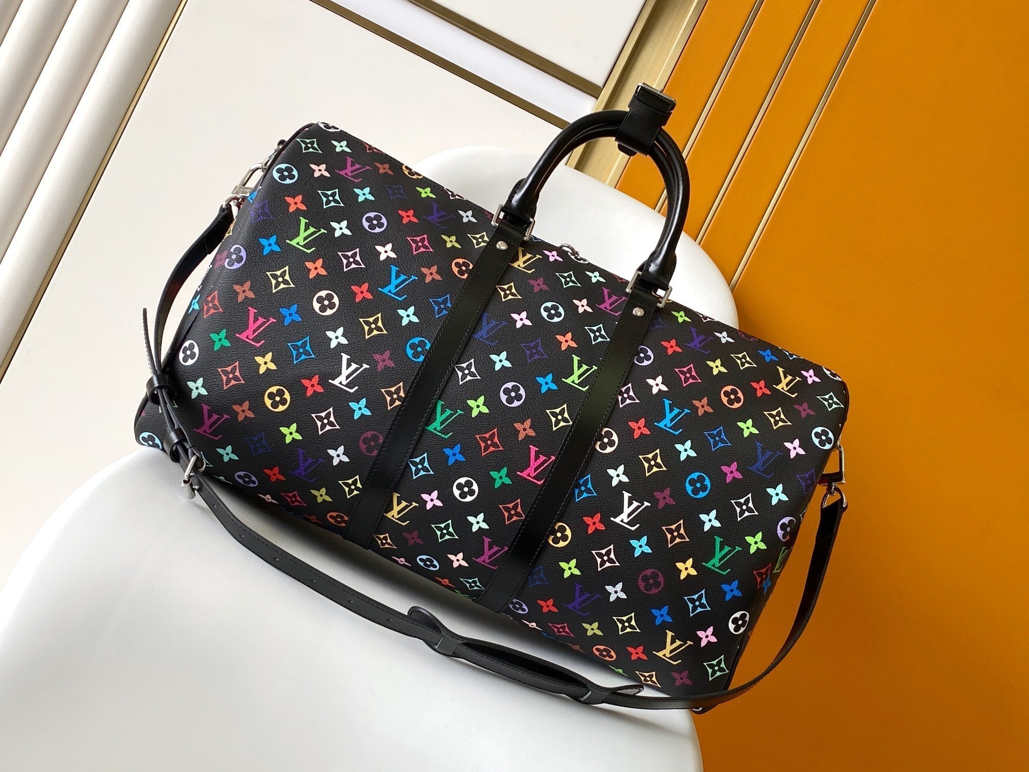 LOUIS VUITTON KEEPALL BANDOULIÈRE 50 BAG IN MULTICOLORED MONOGRAM COATED CANVAS