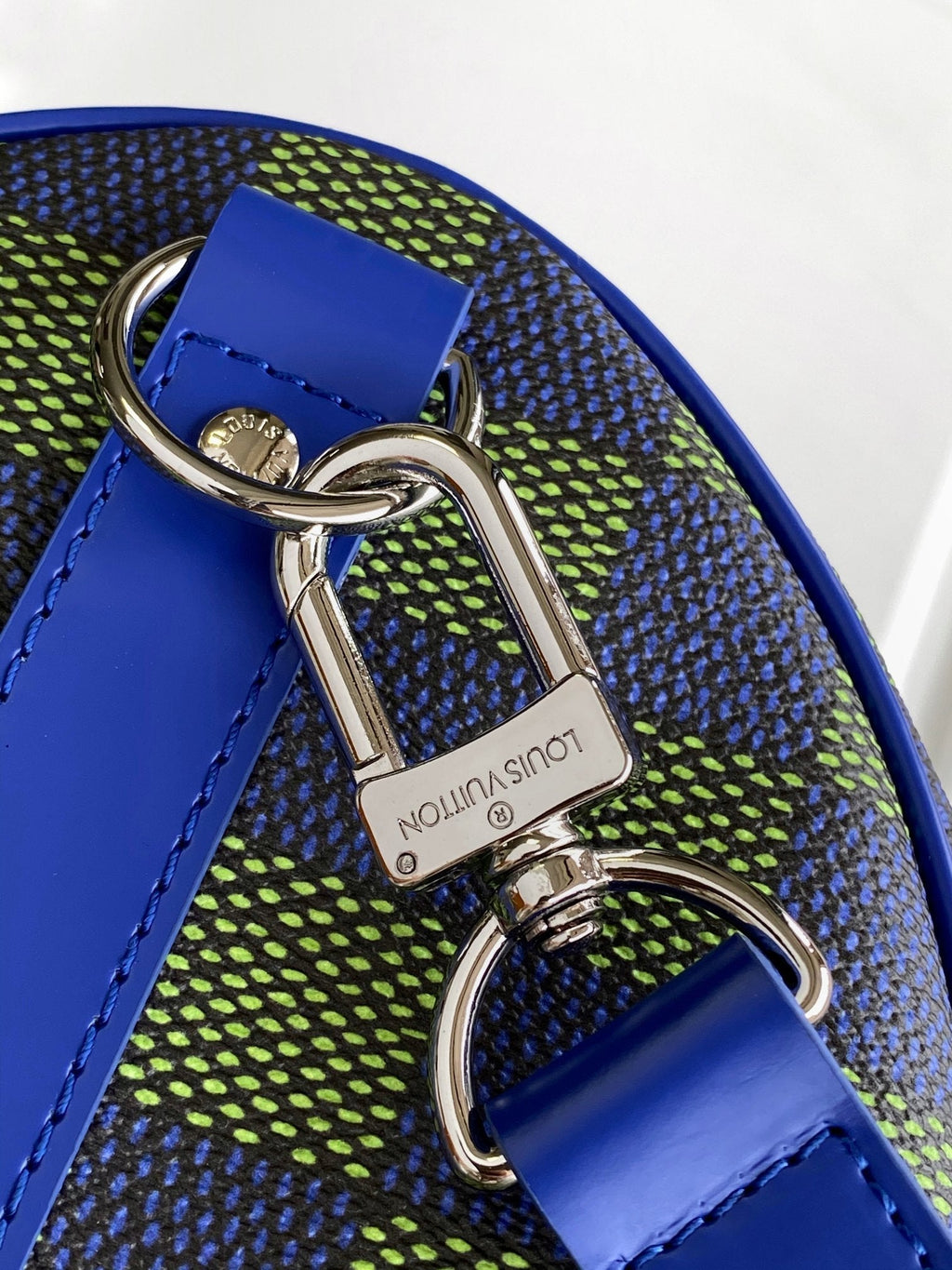 LOUIS VUITTON KEEPALL BANDOULIÈRE 50 IN BLUE GREEN DAMIER HERITAGE COATED CANVAS