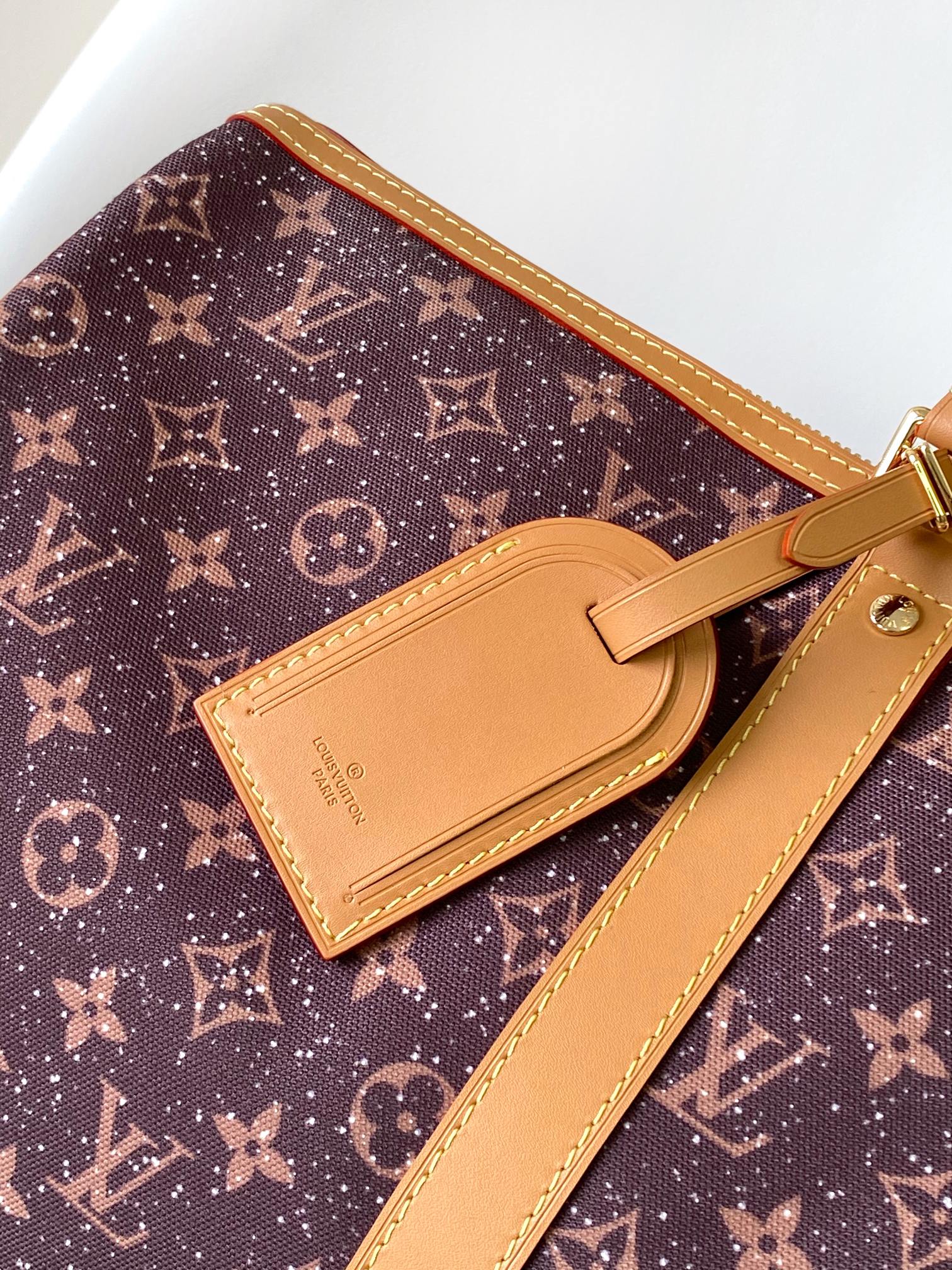 LOUIS VUITTON LV 25S KEEPALL 50 MONOGRAM CRYSTALS IN DARK PURPLE CANVAS AND CALFSKIN TRIM