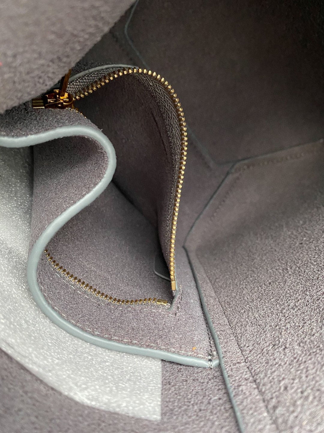 CELINE SANGLE SEAU BUCKET 24 BAG GREY CALFSKIN
