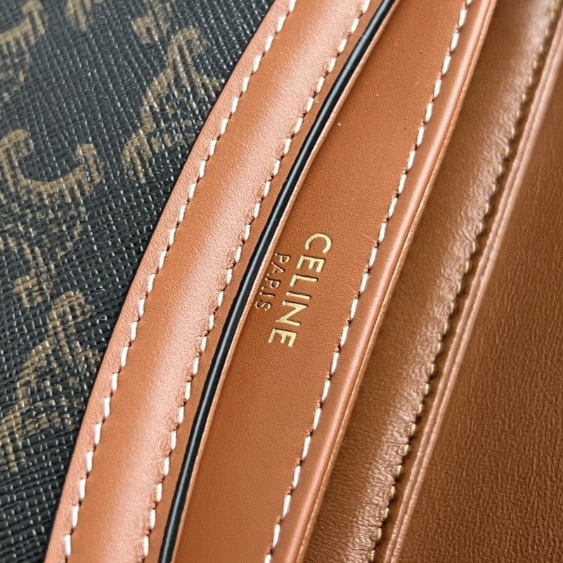 CELINE TRIOMPHE 15 Black Pattern Calfskin Handbag