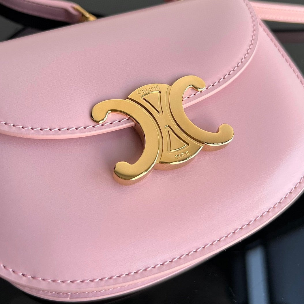 CELINE TRIOMPHE 15 Pastel Pink Calfskin Handbag