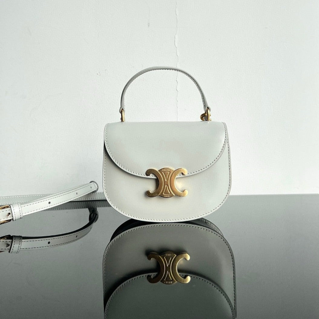 CELINE TRIOMPHE 15  White Calfskin Handbag