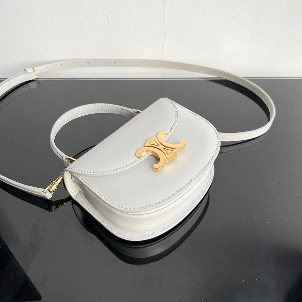 CELINE TRIOMPHE 15  White Calfskin Handbag